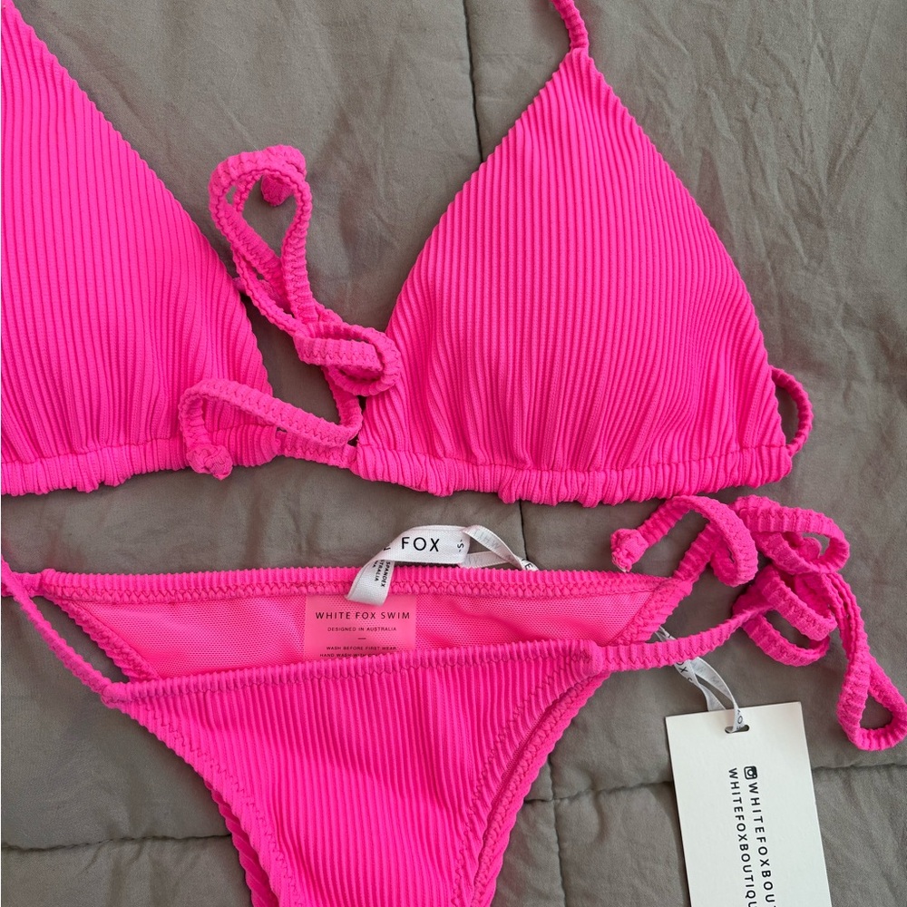 White Fox By the Pool Bikini Set in Neon Pink - Picture 3 of 3